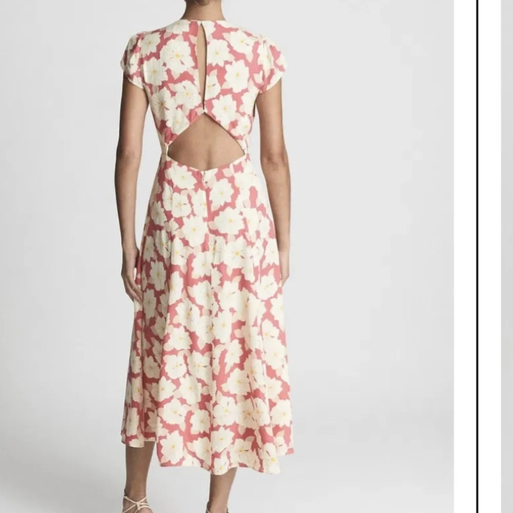 Reiss Pink and Cream Floral Midi Dress - Picture 10 of 12